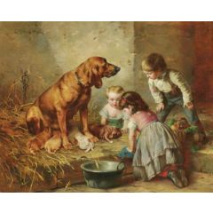 Seeing after the pups Painting Reproduction