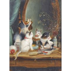Cats in the Boudoir Painting Reproduction