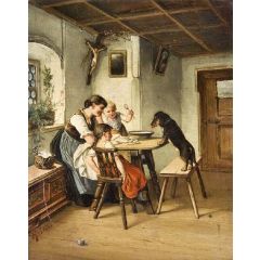 Feeding dog Painting Reproduction