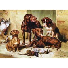 Hunting dogs with prey Painting Reproduction