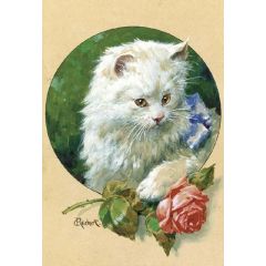 Cat and Rose Painting Reproduction