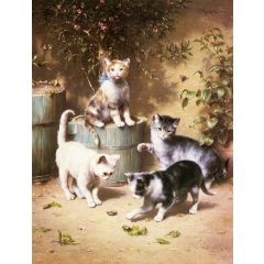 Kittens Playing with Beetles Painting Reproduction