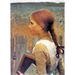 A Schoolgirl Painting Reproduction
