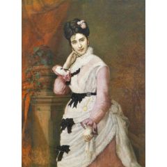Portrait Of A Lady With Roses Painting Reproduction