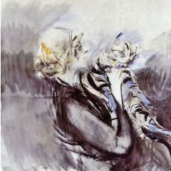 A Lady with a Cat Painting Reproduction
