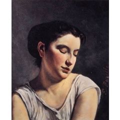 Young Woman with Lowered Eyes Painting Reproduction