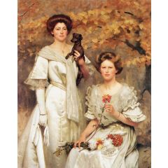 Hilda and Margaret, daughters of Professor sir Edward Poulton Painting Reproduction