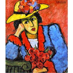 Lady in a Yellow Straw Hat Painting Reproduction