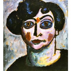 Woman with Black Hair Painting Reproduction