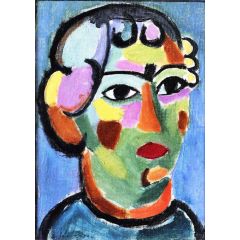 Head in Green Colors Painting Reproduction