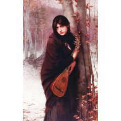 Girl with a Mandolin Painting Reproduction