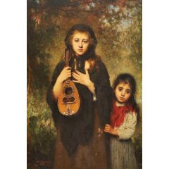 Two Girls Painting Reproduction