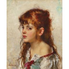Portrait of a young girl Painting Reproduction