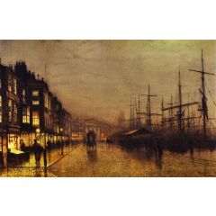 Glasgow Docks by Moonlight Painting Reproduction