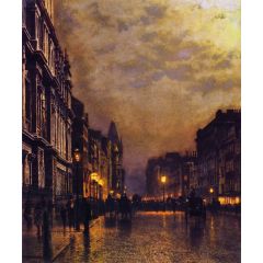 London, Piccadilly at Night Painting Reproduction