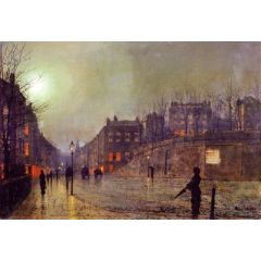 London, View of Heath Street by Night Painting Reproduction