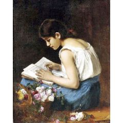 The Flower Girl, also known as Girl reading Painting Reproduction