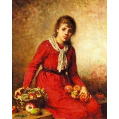 Girl with Fruit Painting Reproduction