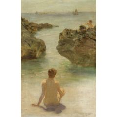 Boy On A Beach Painting Reproduction
