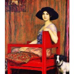 Mary in a Red Chair Painting Reproduction
