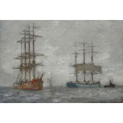 Sailing Ships and a Tug Painting Reproduction