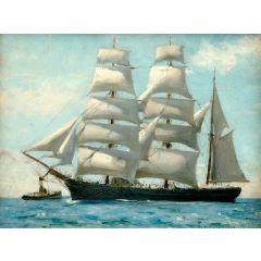 Barque in Full Sail Dropping Her Tug Painting Reproduction