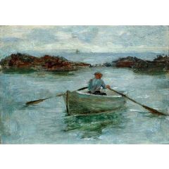 Man Rowing a Dinghy Painting Reproduction