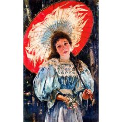 Mujer con sombrilla Painting Reproduction