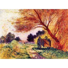Cart by the Path Painting Reproduction