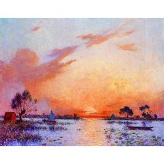 Sunset in Briere Painting Reproduction