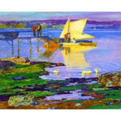 Boat at Dock Painting Reproduction