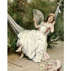 Girl in the Hammock Painting Reproduction