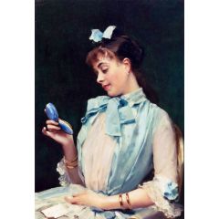 Portrait Of Aline Mason In Blue Painting Reproduction