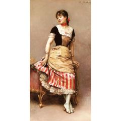 Portrait of Aline Masson Leaning on a Sofa Painting Reproduction