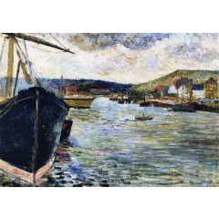 The Port of Rouen, also known as The Seine at Rouen Painting Reproduction