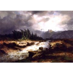 Mountain Torrent before a Storm, also known as The Aare River, Hastital Painting Reproduction