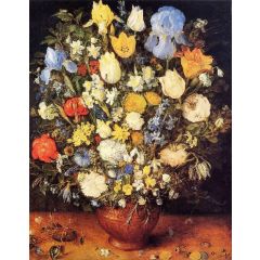 Bouquet of Flowers in a Ceramic Vase Painting Reproduction