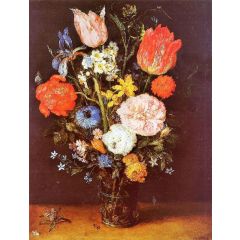 Flowers in a Glass Vase Painting Reproduction