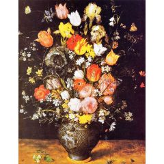 Bouquet of Flowers in a Blue Vase Painting Reproduction