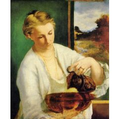 Woman with a Jug, also known as Portrait of Madame Manet Holding a Ewer Painting Reproduction