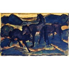 Horses at Pasture I Painting Reproduction
