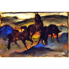 Horses in a Pasture II, also known as Three Horses Painting Reproduction
