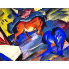 Red and Blue Horse Painting Reproduction
