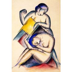 Two Nude Women Painting Reproduction
