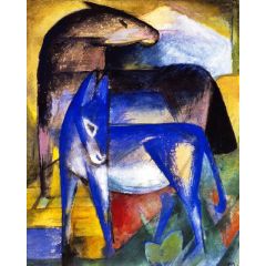 Two Blue Donkeys, also known as Horse and Donkey Painting Reproduction