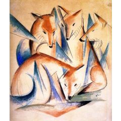 Foxes, also known as Four Foxes Painting Reproduction