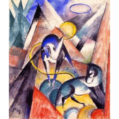 Landscape with Two Horses Painting Reproduction
