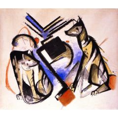 Two Wolves Painting Reproduction
