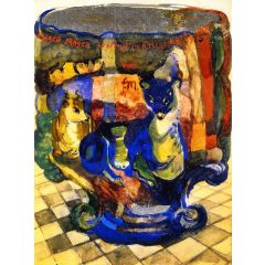 Goblet with Fox and Roebuck Painting Reproduction