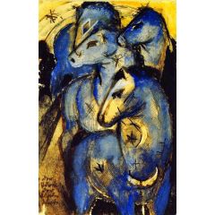 The Tower of Blue Horses Painting Reproduction